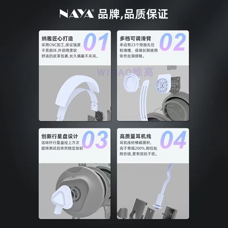 NAYA纳雅内通导播耳机卡侬头耳挂式主持人空气导管头戴单双边耳机 - 图2