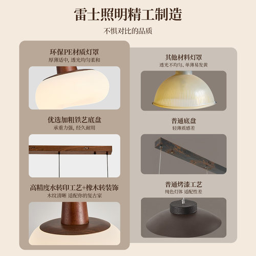 雷士照明奶油风全光谱护眼餐厅吊灯吧台卧室书房原木风灯具 - 图0