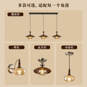 雷士照明轻奢中古风餐厅吊灯新款卧室床头吊灯高级感壁灯玄关灯