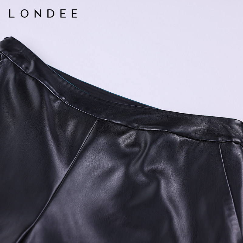 Londee/龙笛复古时尚休闲皮裤女简约气质显瘦宽松百搭长裤4T24675,淘宝优惠券,粉丝福利购,淘宝优惠卷