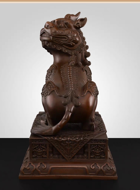 黄铜谛听摆件九华山地藏坐骑独角兽谛听工艺品客厅玄关办公室装饰