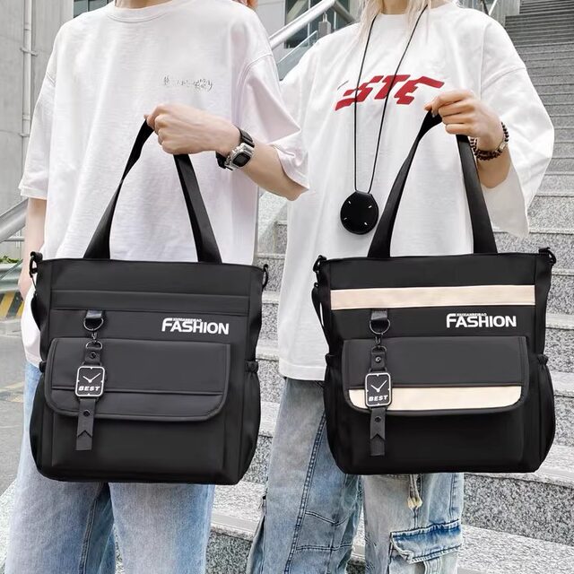 Girls' large capacity canvas bag for middle school students to carry in class