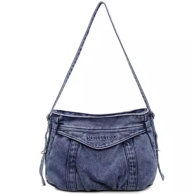 Denim large capacity crossbody women's commuting tote bag