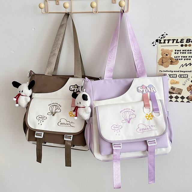Fashionable cartoon large-capacity crossbody bag Japanese ins girl shoulder tote bag student backpack tutoring class bag