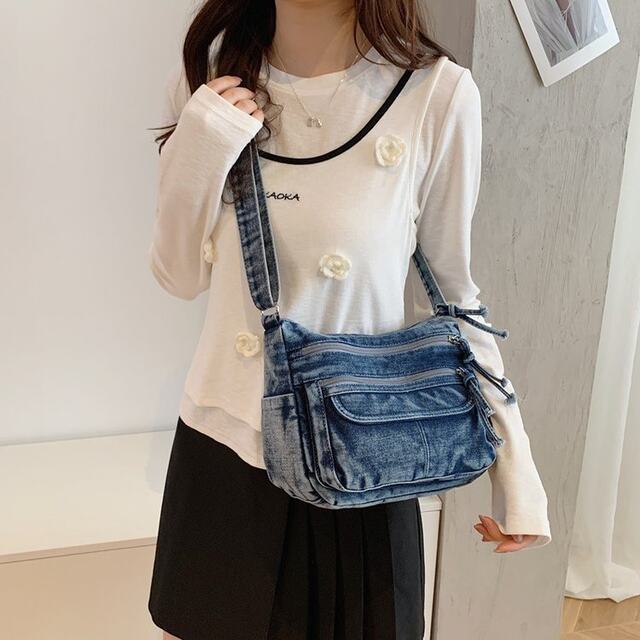 2026 New Denim Lazy Style Retro Shoulder Bag Women's Small Backpack Travel Commuting Lightweight Casual Crossbody Bag