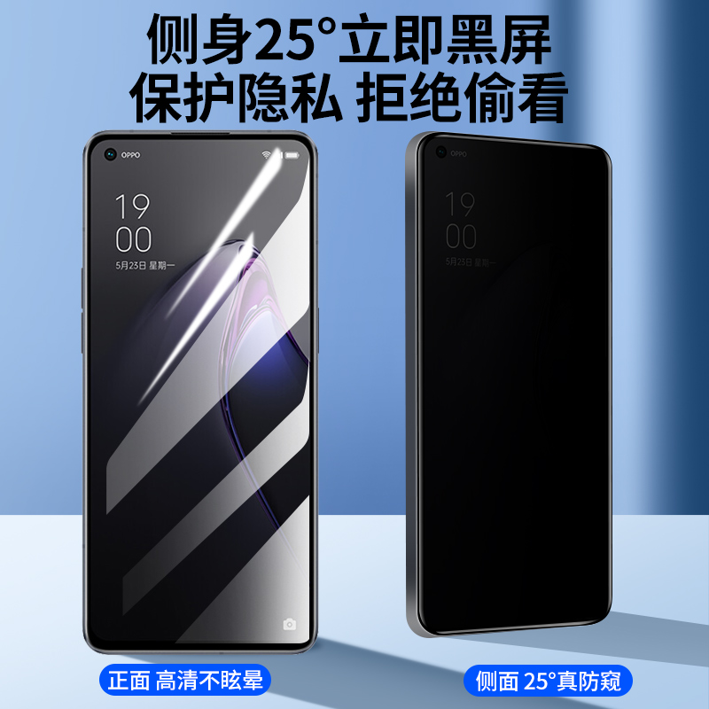 适用opporeno8t钢化膜reno5/6/7防窥8pro/6pro+手机膜reno4/4se/5k全屏5g贴膜7se水凝膜reno3/2/z保护ace蓝光-图0