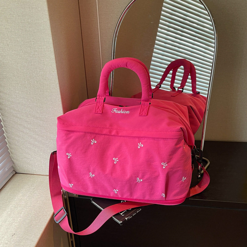 Cross-border high-looking bow-knot large-capacity travel bag luggage bag one-shoulder cotton-filled portable fitness sports boarding bag