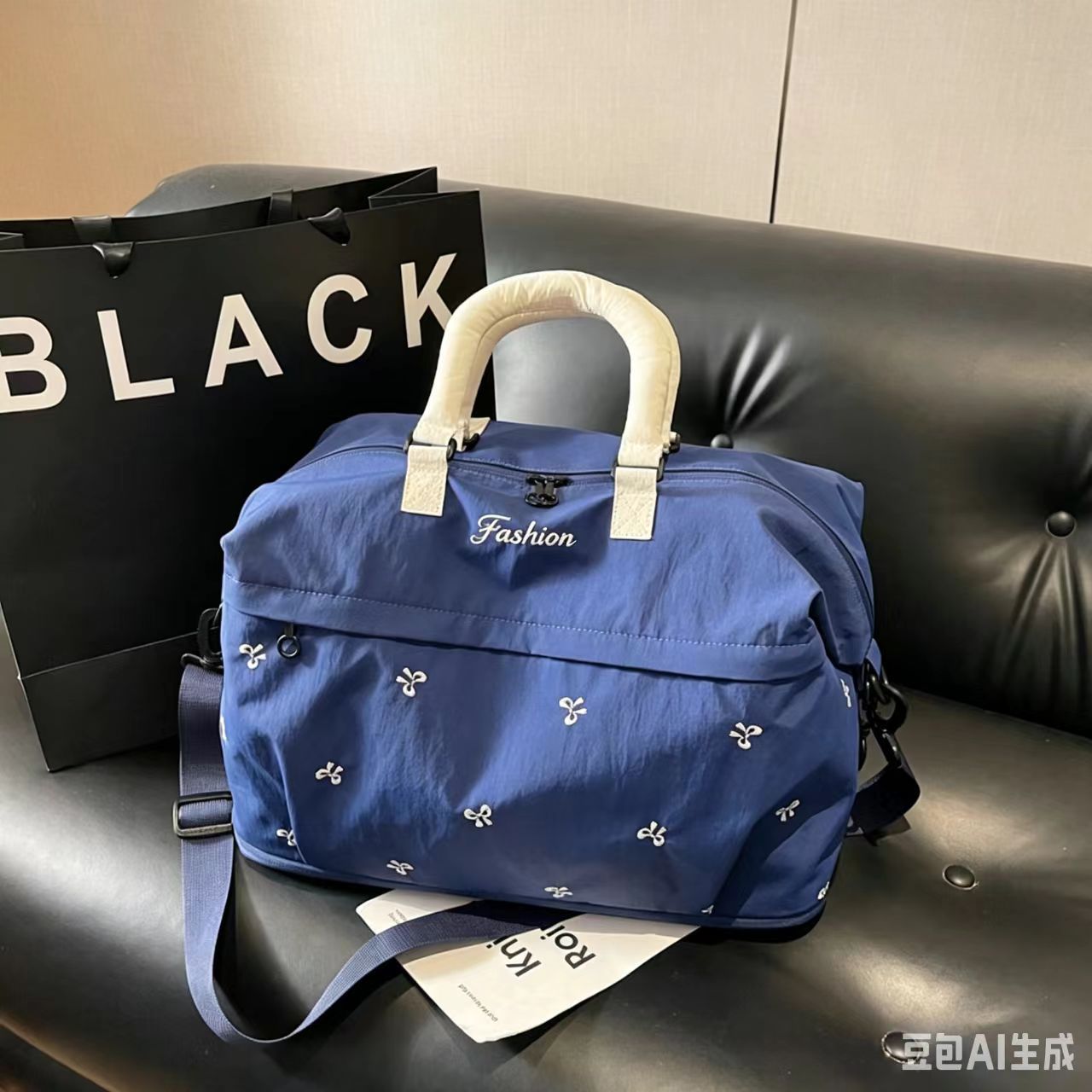 Cross-border high-looking bow-knot large-capacity travel bag luggage bag one-shoulder cotton-filled portable fitness sports boarding bag