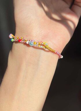 端午节马卡龙彩绳极细手绳儿童成人大小可以调节五彩绳礼物手链