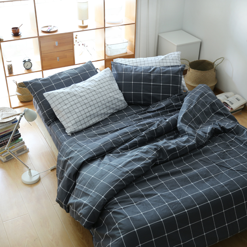 纯棉床单单件 北欧简约格子耐脏1.5米1.8m床被单学生宿舍全棉床单