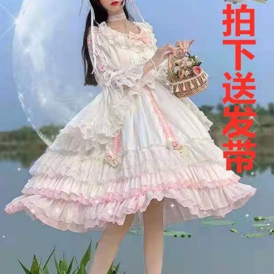 原创仙女孩洋装华丽时尚原创设计lolita洛丽塔白色花嫁华丽全套装_虎窝淘