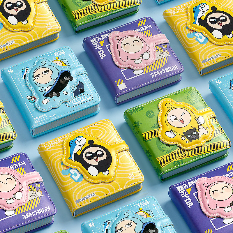 蛋仔派对官网正版蛋仔派对方形磁扣本彩页口袋本学生可爱手帐本mini迷你便携随身笔记本本子小号日记本高颜值少女心记事本