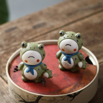 Cute selling cub frogs Purple Sand Tea Favorites tea Play tea Tea Table Tea Table Swing Pieces Golden Toad Anecdote Accessories