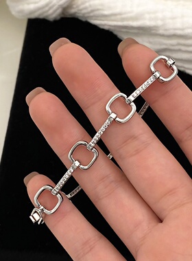 方形闪钻手链冷淡风轻奢女