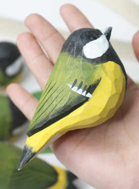 青木凡可爱动物桌面小摆件家居装饰礼品卡通木质鸟萌趣可爱