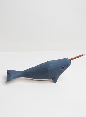 创意独角鲸木质装饰摆件桌面工艺品生日礼物家居装饰品