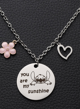 新款史迪仔项链礼品情侣爱心吊坠