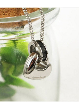 钛钢情侣爱心男士毛衣链刻字吊坠