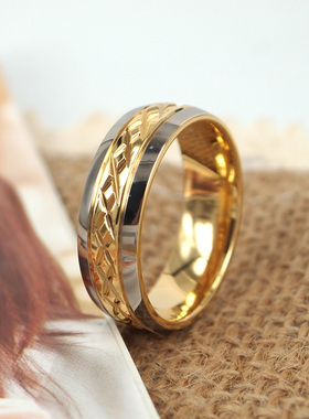 纯钛金龙鳞镀金情侣戒指diy刻字