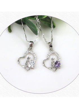 爱心水晶韩版时尚风学生项链吊坠