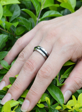 纯钛金朋克风刻字男士戒指