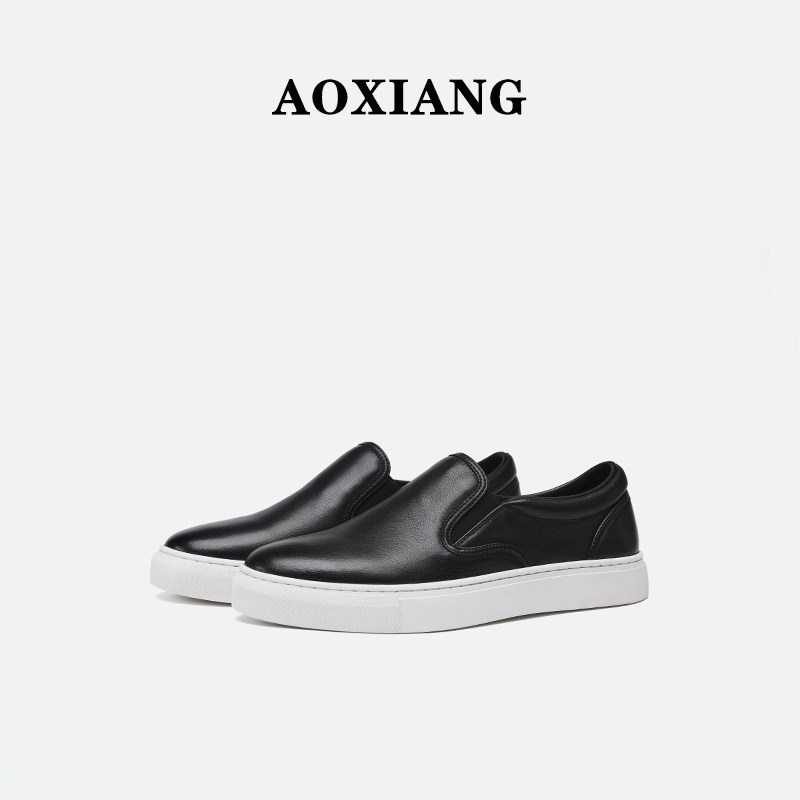 奥象黑色乐福鞋男平底休闲鞋秋季新款百搭男士一脚蹬懒人鞋子板鞋,淘宝优惠券,粉丝福利购,淘宝优惠卷