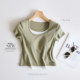 Lyocell cotton 7A ເສື້ອຍືດຄໍແຂນສັ້ນ ໜາ ຕ້ານເຊື້ອແບັກທີເຣັຍ padded ຕ້ານເຊື້ອແບັກທີເຣັຍເສື້ອຍືດແຂນສັ້ນສໍາລັບແມ່ຍິງ, ປອມສອງສິ້ນເຫມາະພາຍໃນ.