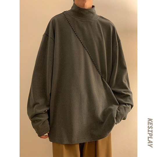 86FANGDEPT. Solid color half turtleneck base shirt