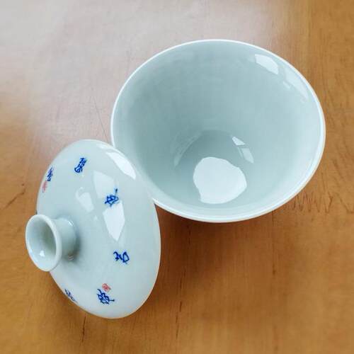 老板改行全场地板价清仓买到就是赚到柴窑青花手工薄胎心经小盖碗 - 图2