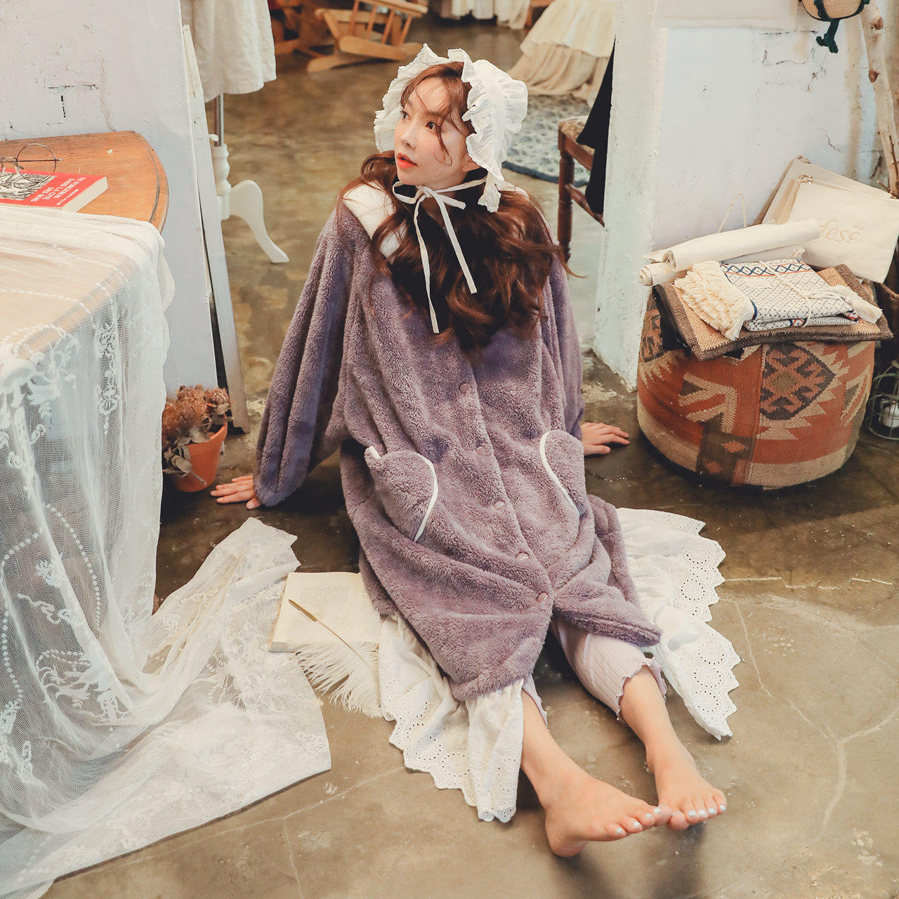 孕妇三件套装秋冬季加绒月子服睡衣 lmsj服饰家居服套装