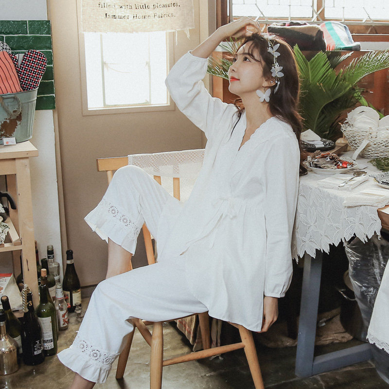 月子服孕妇春秋棉质夏怀孕期7睡衣 lmsj服饰家居服套装