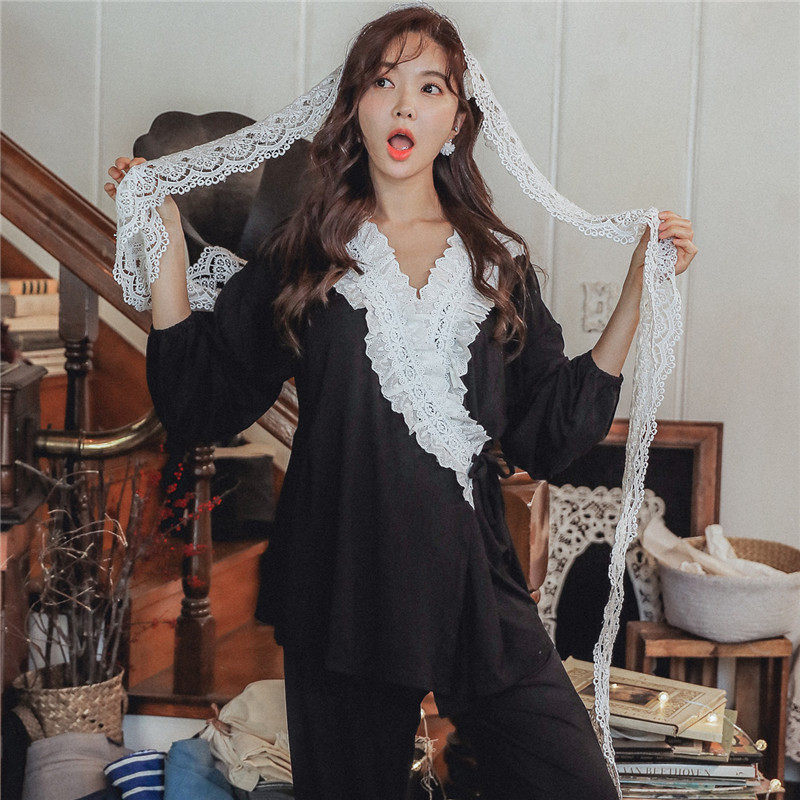 莫代尔月子服孕妇春秋喂奶衣夏睡衣 lmsj服饰家居服套装