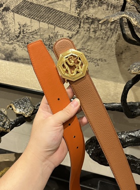 史蒂芬皮带男新款八角形龙头男士头层牛皮鳄鱼纹不锈钢扣腰带3.8