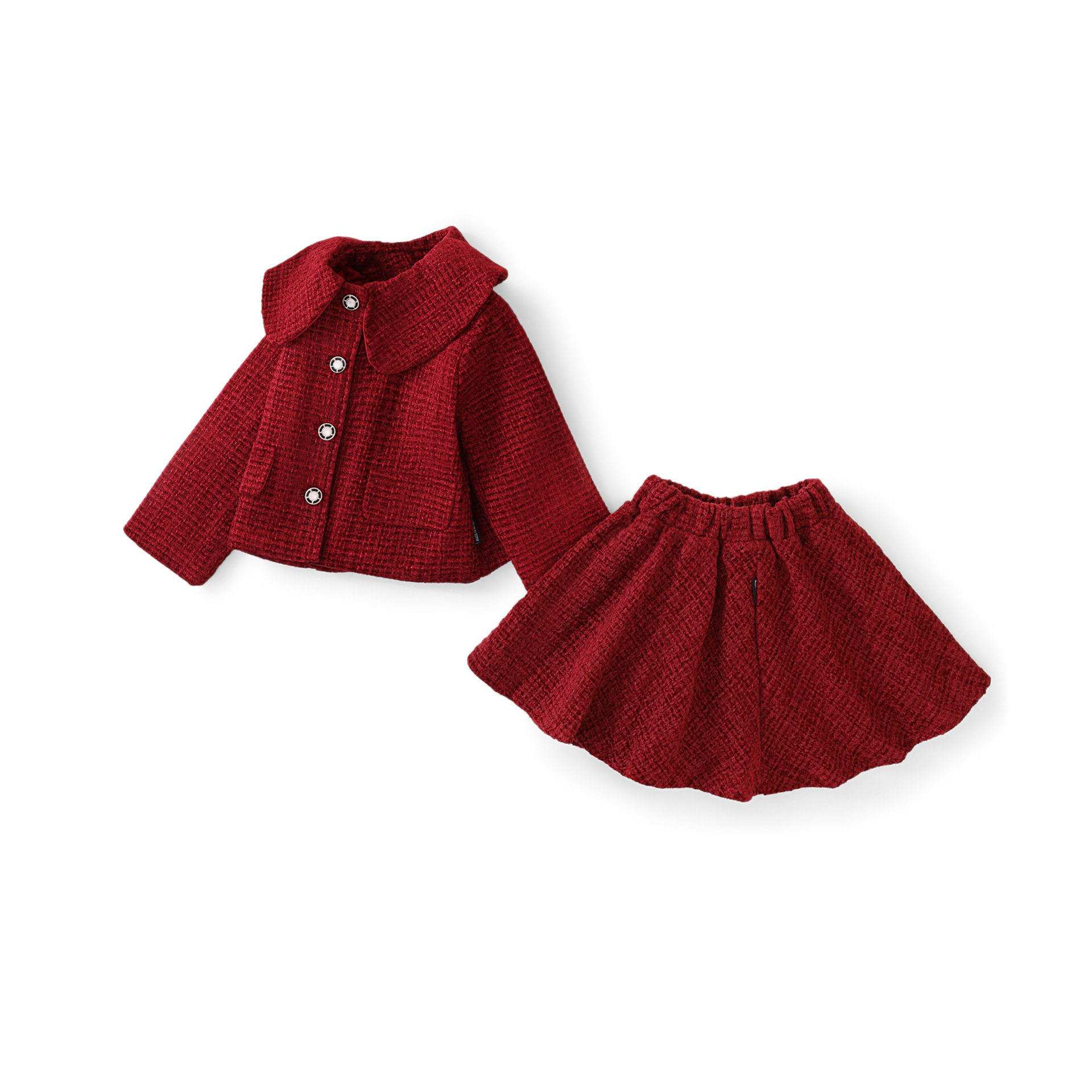 女童套装2025秋冬季新款儿童生日红色宝宝夹棉毛呢两件套年服代发,淘宝优惠券,粉丝福利购,淘宝优惠卷