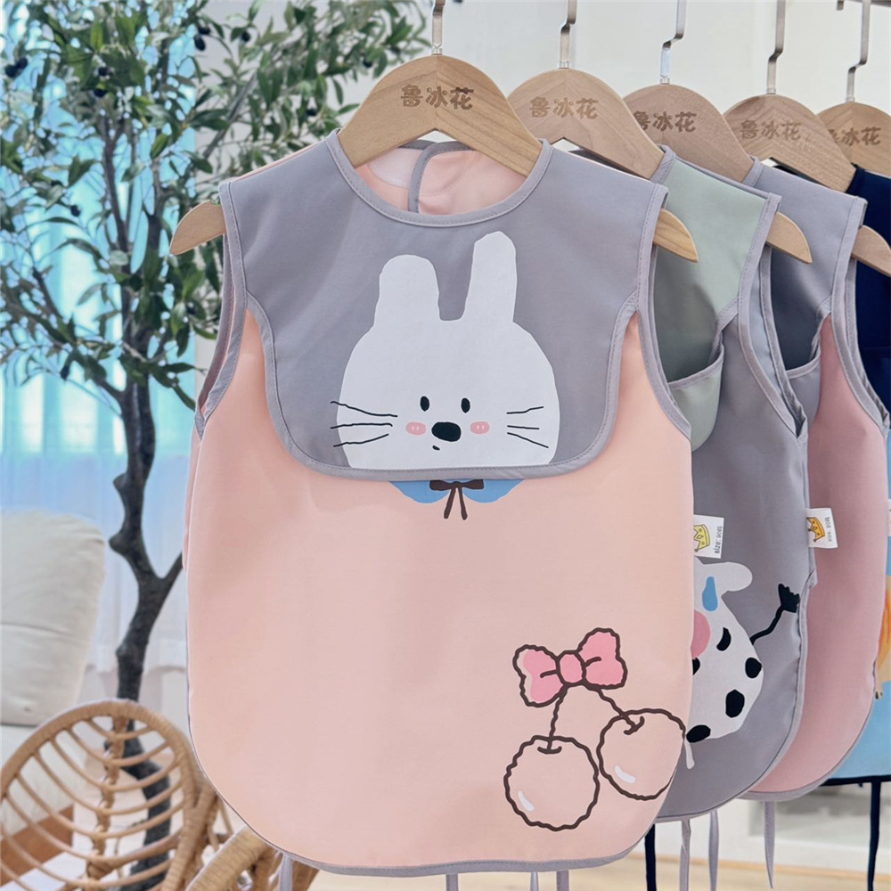 Lu Binghua children's waterproof smock baby autumn and winter short-sleeved infant and toddler eating bib anti-dirty reverse dressing kindergarten