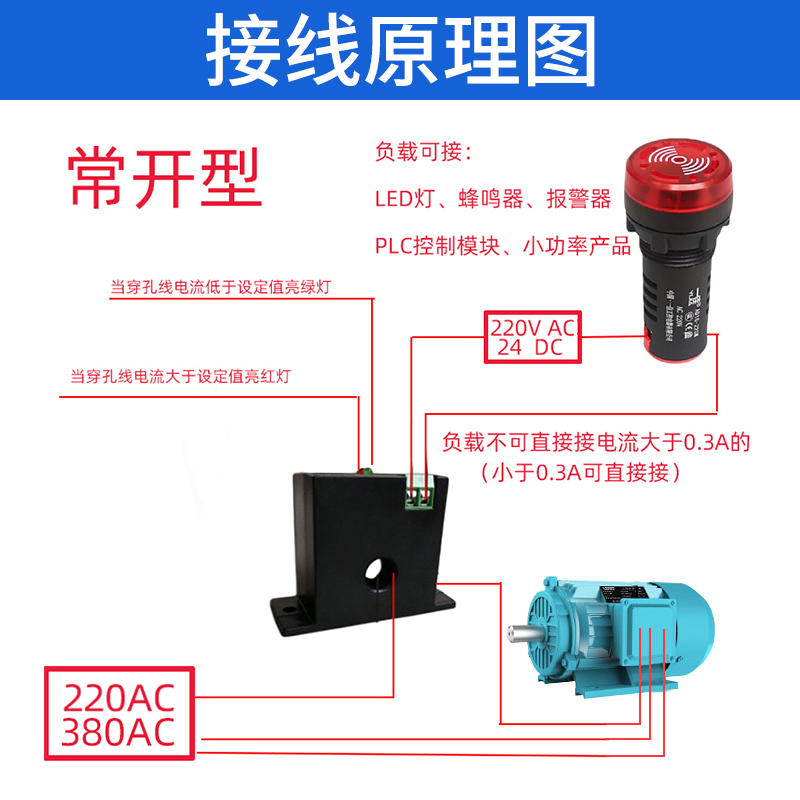 丰七牌交流电流感应开关检测电流继电器输出模块穿孔式电流互感器-图0