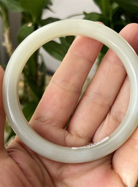 天然和田玉手镯晴白内径59一物一图玉石手镯A货正品和田玉镯子