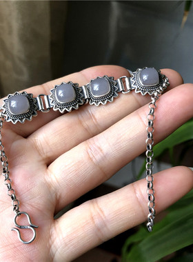 天然和田玉手链银手链玉石手串