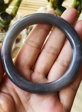 天然和田玉手镯烟紫玉径53.8原物实拍玉石手镯A货正品和田玉镯子