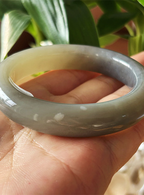 天然和田玉手镯烟紫翠青手镯52.7原物实拍玉石手镯正品和田玉镯子