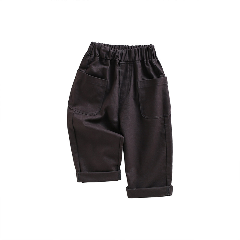 malwee春秋男童女童梭织长裤纯棉休闲裤中腰外穿宽松口袋童装裤子