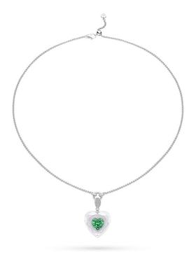 TWINSLULU简约百搭绿色爱心项链