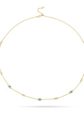 TWINSLULU浅蓝色方形几何项链