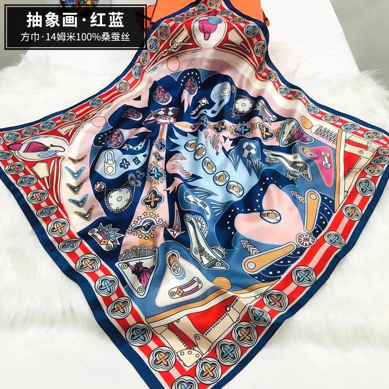 百年六合真丝丝巾100%桑蚕丝印花方丝巾时尚春秋百搭气质女围巾