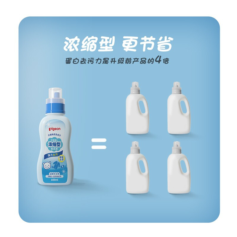 贝亲新生婴儿衣服清洗剂浓缩型600ml+500ml*2 袋装儿童衣物洗衣液