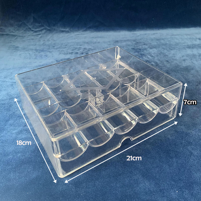 10格透明筹码盒带盖可装200片筹码及2副扑克筹码架筹码托筹码盘-图3