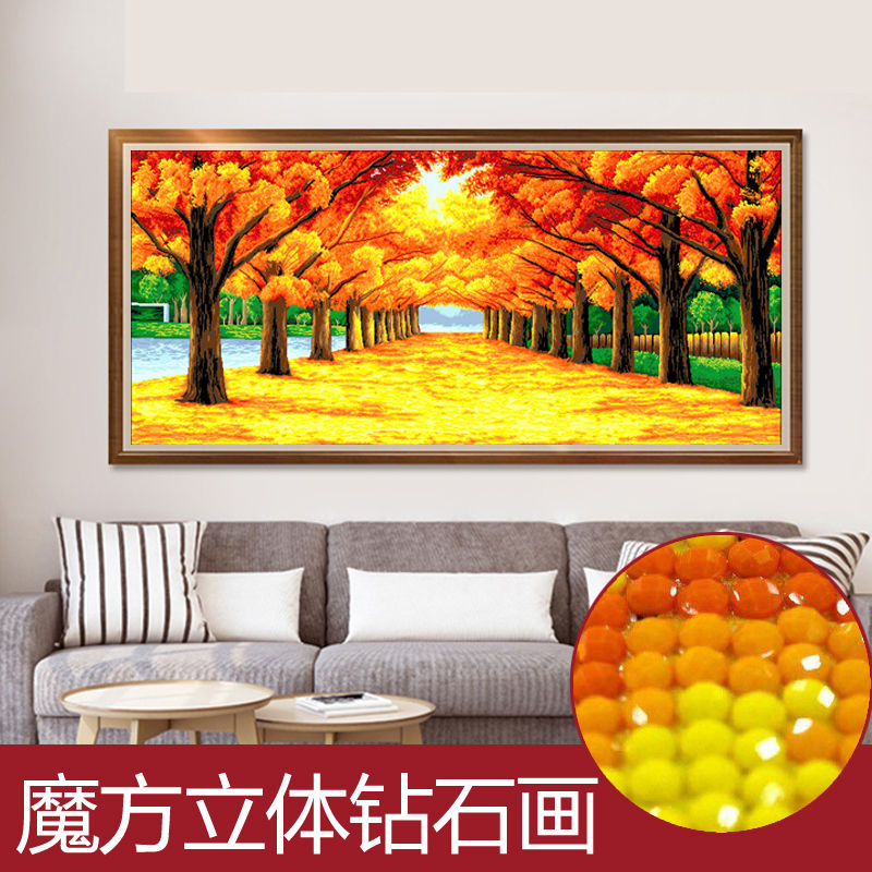 钻石画2024新款满钻黄金满地客厅点钻贴钻钻石十字绣5D钻石绣批发 - 图2