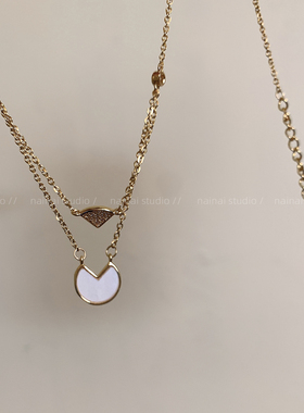 扇形项链~圆形双层叠戴精致小众设计高级感温柔锁骨链通勤颈链女A