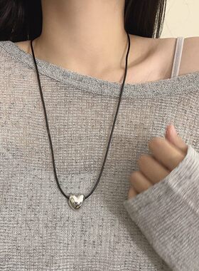 爱心项链~抽拉可调节韩系ins风毛衣链长款卫衣链小众设计挂脖配饰