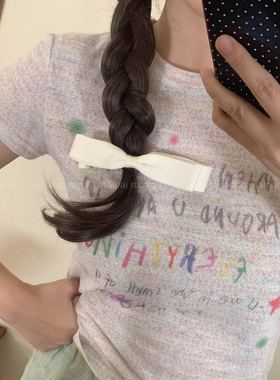 白色蝴蝶结发夹~超仙芭蕾风后脑勺半扎发饰2026夏季新款侧边夹女A